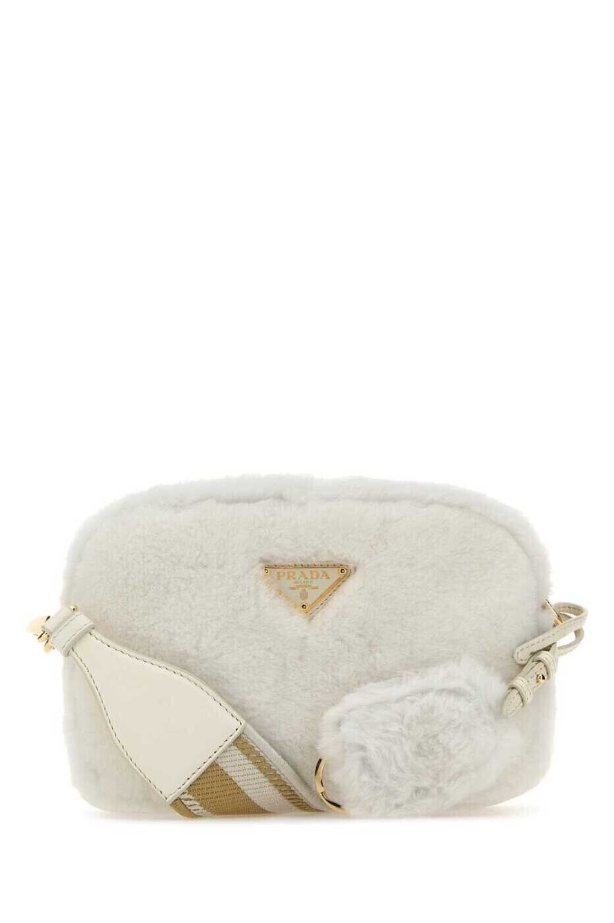 Prada Re Edition Shearling Camera Crossbody Bag White